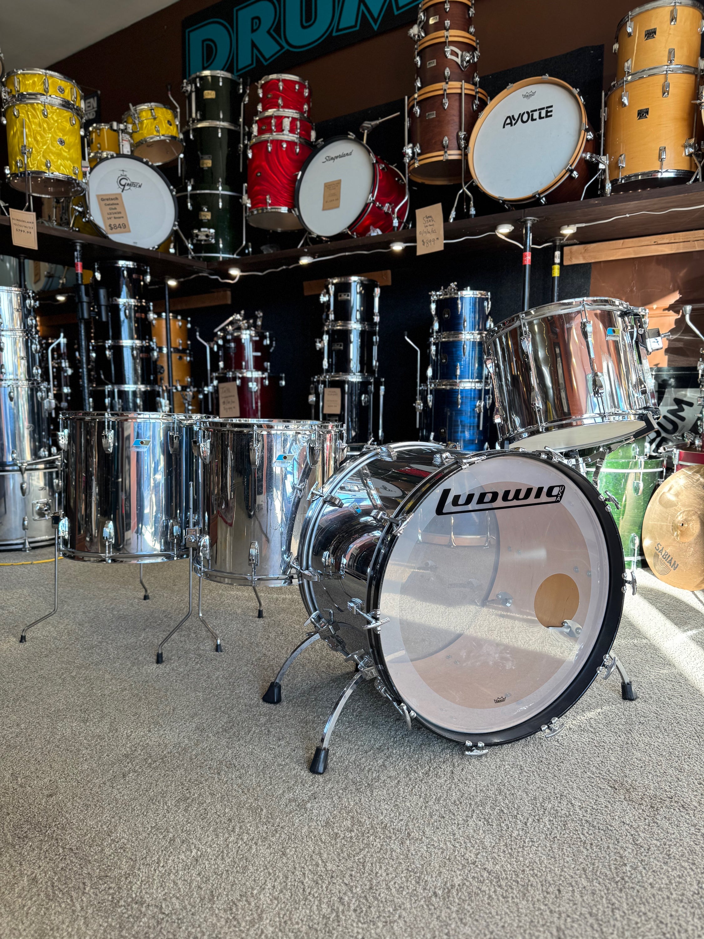 Ludwig Chrome Over Wood 14/16/18/24 Drum Set | Pocket Percussion
