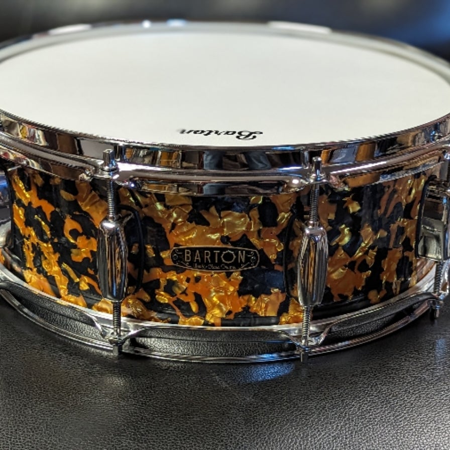 Barton Black and Gold Maple Snare Drum 14x5 Pocket Percussion